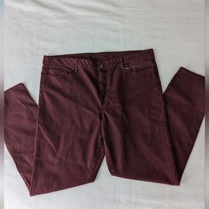 Tommy Hilfiger Womens Maroon skinny Pants Burgundy Cotton Casual - Size 18